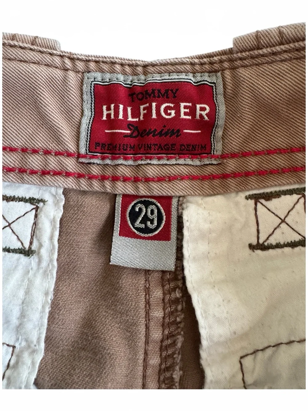 TOMMY HILFIGER Tan Cotton Cargo Shorts Size 29 Classic Utility
